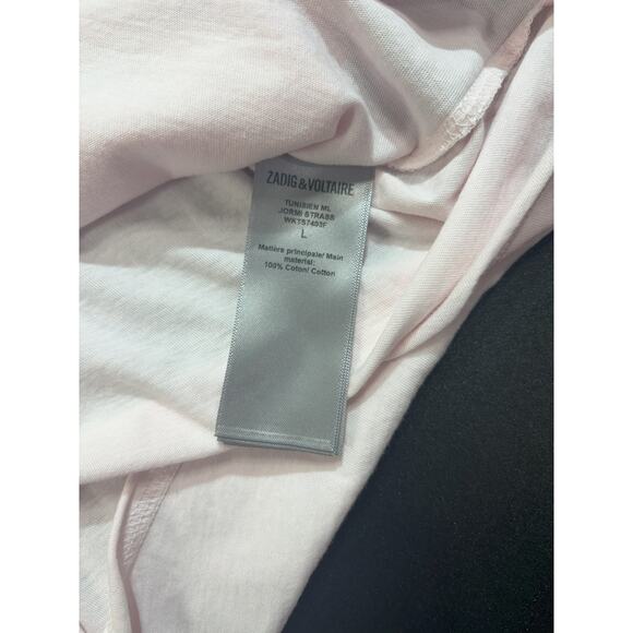 Zadig & Voltaire NWT Tunisien Henley T-Shirt Art is Truth Pink Size Large - Picture 6 of 6